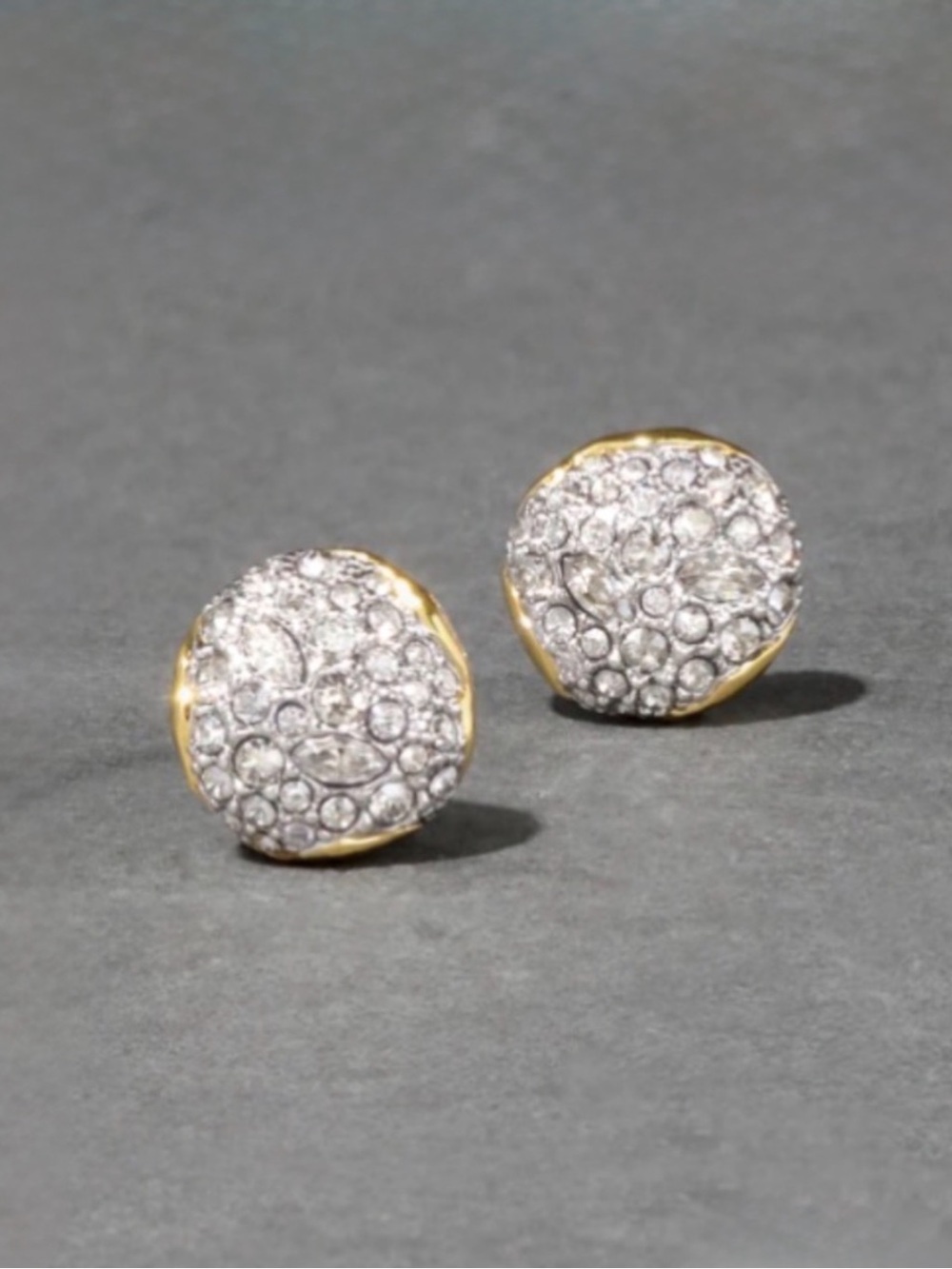 NEW Alexis Bittar Crystal Solanales Stud Post Earrings Clear C Z Gold AU06